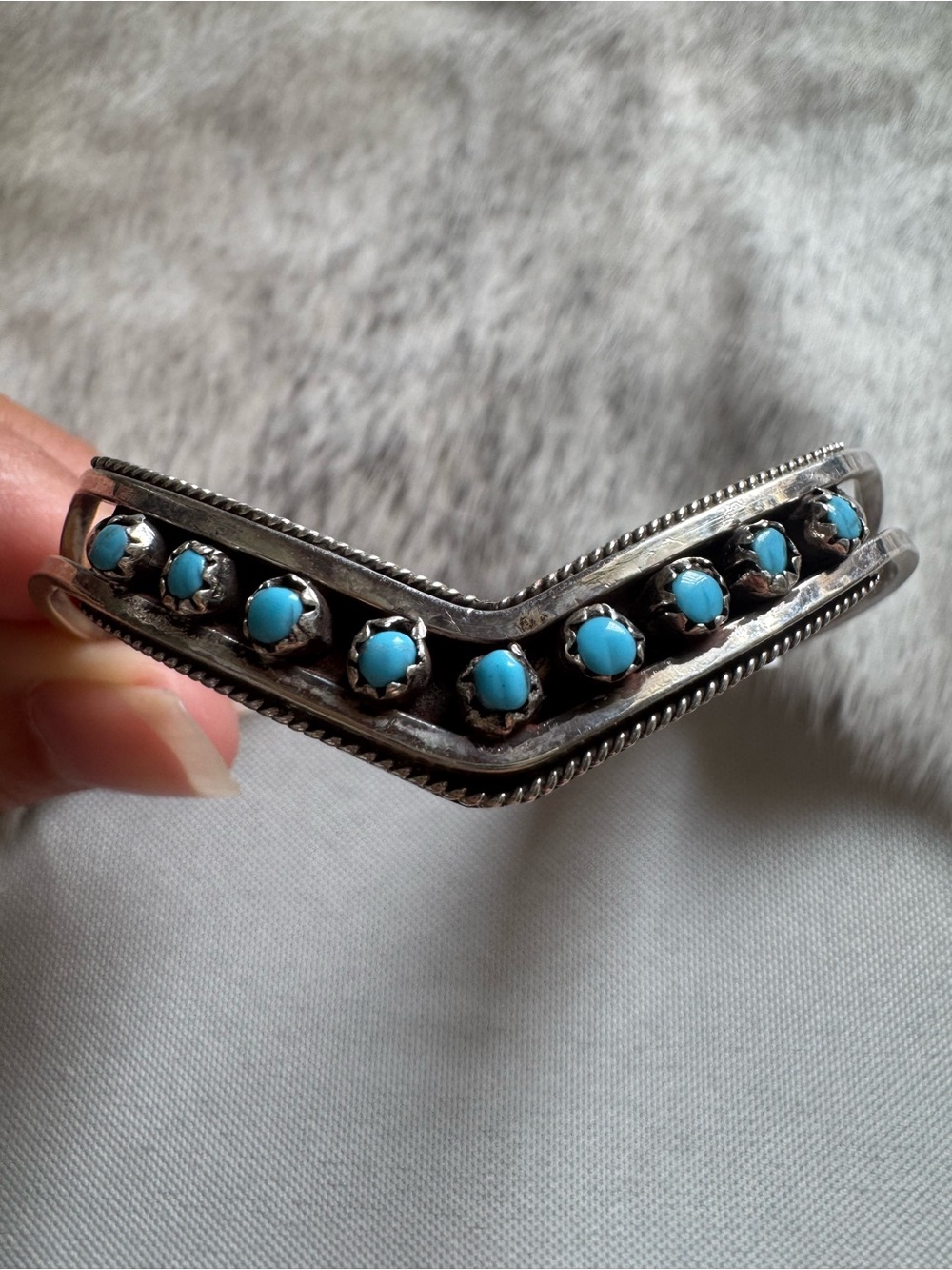 Native American Turquoise Accent Chevron Bracelet